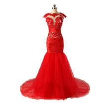 Red Mature Sexy Beaded BeiJing Fashion Trumpet Mermaid Evening Dress Made in China